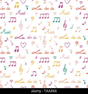 Noten und Notenschlüssel nahtlose Muster - Vektor musikalischen Textur. Stock Vektor