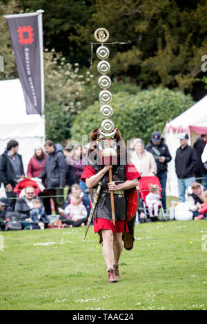 Ermine Street Guard zeigen kaiserliche römische Armee in Wrest Park, England Stockfoto