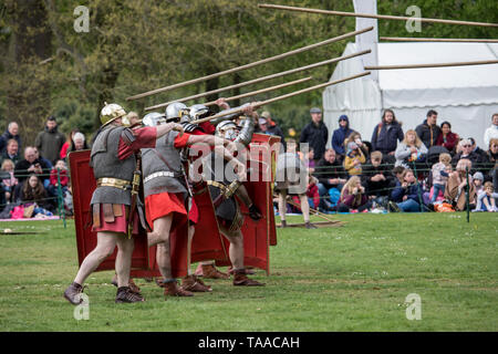 Ermine Street Guard zeigen kaiserliche römische Armee in Wrest Park, England Stockfoto