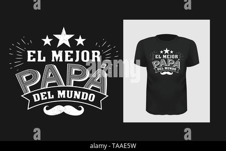 T-Shirt el mejor Papa del mundo Slogan design Stock Vektor