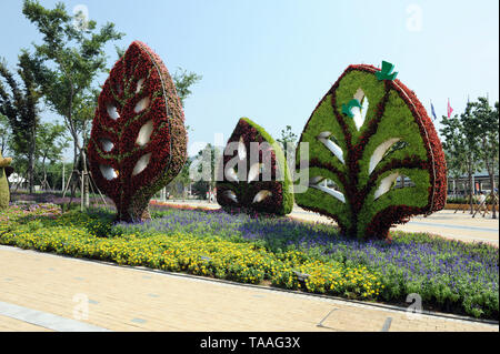 Die Skulptur der Welt Gartenbau Ausstellung Qingdao, Provinz Shandong, China Stockfoto