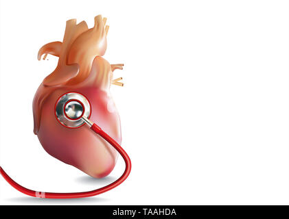Medizinische Kopfhörer mit Herz- oder Herzstillstand im 3D-Bild Format Stockfoto