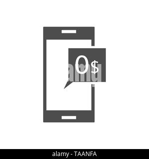 Konkurs. 0 Dollar Meldung auf dem Bildschirm des Smartphones, keine Zahlungen Vector Illustration Stock Vektor