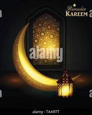 Ramadan hängenden Laternen glänzend Poster Stock Vektor