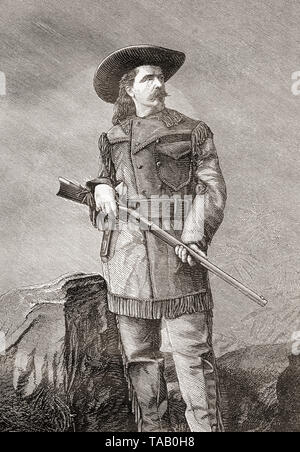 William Frederick "Buffalo Bill" Cody, 1846 - 1917. Amerikanische Scout, Bison Jäger und Showman. Von La Ilustracion Iberica, veröffentlicht 1884. Stockfoto