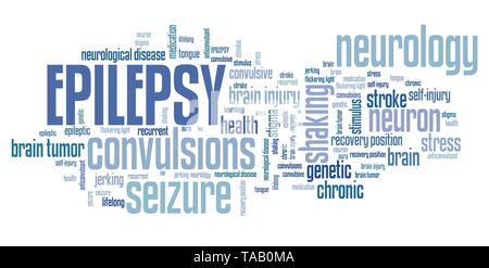 Epilepsie - neurologische Störung. Wort Wolke anmelden. Stockfoto