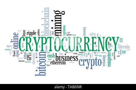 Cryptocurrency - digitale virtuelle Währungen Konzepte. Wort Wolke anmelden. Stockfoto