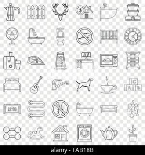 Gemütliches Heim Symbole gesetzt, outline Style Stock Vektor