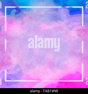 Abstrakte violett blau rosa Pastell Aquarell Umrandung. Hintergrund für Web, Print, leer. Stockfoto