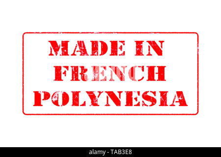 Gummistempel mit roter Tinte auf weißem Hintergrund Konzept Lesung in Französisch-Polynesien Stockfoto