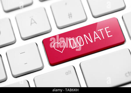 On-line-Taste auf der Tastatur spenden Stockfoto