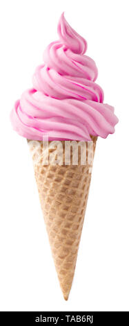 Rosa Softeis auf weißem Hintergrund Stockfoto