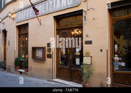 Die Caffé Poliziano, Via di Voltaia Nel Corso, Montepulciano, Toskana, Italien: berühmte Art nouveau Cafe Stockfoto