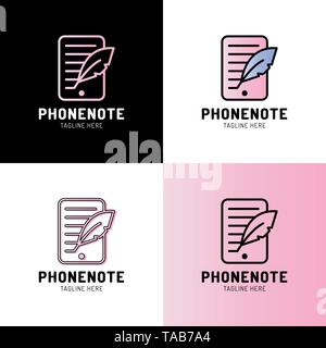 Mit quill Umrisse Symbol Smartphone. Lineare stil Zeichen für mobile Konzept und Webdesign. Blogging einfache Linie vektor Schriftzug. Symbol, Logo illustrati Stock Vektor