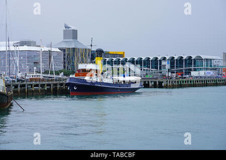 AUCKLAND, Neuseeland - 5 Aug 2018 - Blick auf die ANZ-Viadukt Events Center auf den Waitemata Harbour in der Wynyard Viertel, Auckland, Neuseeland. Stockfoto