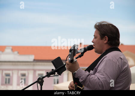 Straßenmusiker (Guitar Player) auf den Straßen von Timisoara (Rumänien) Stockfoto