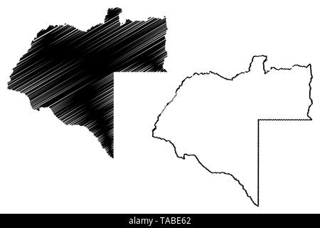 Provinz Moxico (Provinzen Angolas, der Republik Angola) Karte Vektor-illustration, kritzeln Skizze Moshiko Karte Stock Vektor