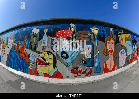 Jim Avignon, East Side Gallery, Mühlenstrasse, Friedrich Grove, Berlin, Deutschland, Mühlenstraße, Friedrichshain, Deutschland Stockfoto