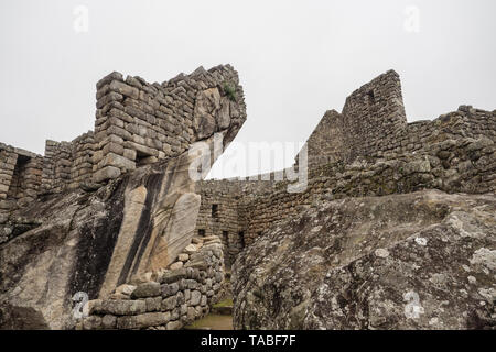 Detail der Architektur in den Inka Ruinen von Machu Picchu, Cuzco Peru Stockfoto