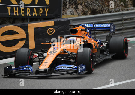 Monte Carlo / Monaco - 23/05/2019 - #55 Carlos Sainz (SPA, Mc Laren-Renault, MCL34) während des RP2 vor der 2019 beim Grand Prix von Monaco Stockfoto