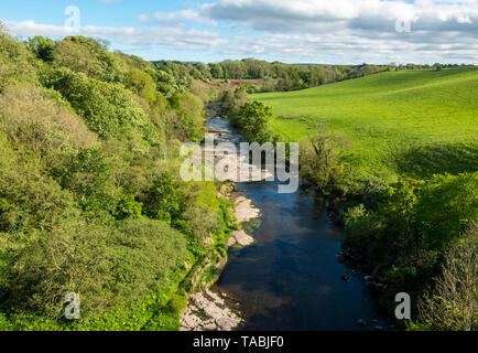 Ein Blick auf den Fluss Mandel aus der Mandel Aquädukt bei Linn's Mill, Newbridge, West Lothian. Stockfoto