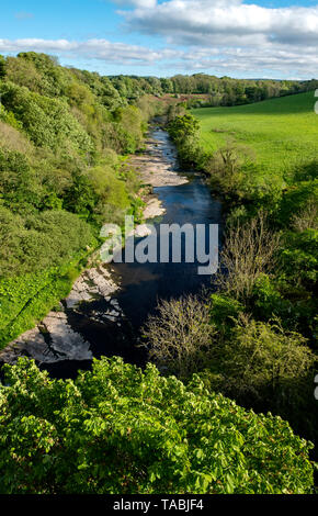 Ein Blick auf den Fluss Mandel aus der Mandel Aquädukt bei Linn's Mill, Newbridge, West Lothian. Stockfoto