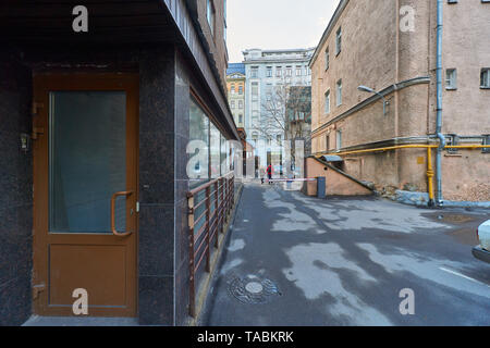 Moskau, Russland - 23. März 2019: Häuser auf Arbat Straße Stockfoto