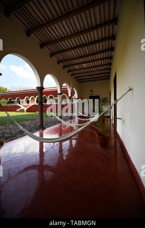 Hängematten im Hacienda Temozon in Yucatan, Mexiko Stockfoto