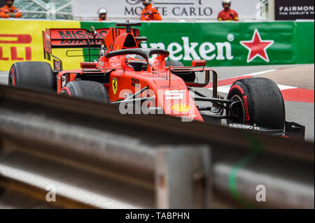 Monte Carlo / Monaco - 23/05/2019 - #5 Sebastian Vettel (GER, Ferrari, SF 90) während des RP2 vor der 2019 beim Grand Prix von Monaco Stockfoto