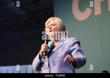 Ann Widdecombe Adressierung der Brexit Party Rally in London Olympia am 21. Mai 2019 vor den europäischen Wahlen Abstimmung am 23. Mai Stockfoto