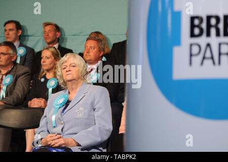 Ann Widdecombe Adressierung der Brexit Party Rally in London Olympia am 21. Mai 2019 vor den europäischen Wahlen Abstimmung am 23. Mai Stockfoto