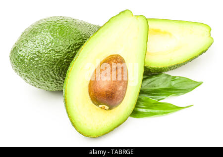 Frische Avocados isoliert auf weiss Stockfoto