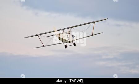 1924 Hawker Cygnet "G-CAMM" (Nachbau) an der Shuttleworth abend Airshow am 18. Mai 2019 Stockfoto