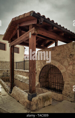 Dorf von Wamba, Lokalität und spanische Gemeinde in der Region Montes Torozos, in der Provinz von Valladolid, Castilla y Leon, Spanien Stockfoto