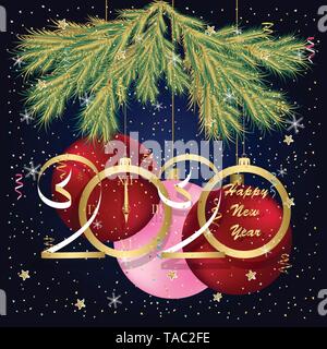 Frohes neues Jahr 2020 Grußkarte. Frohes neues Jahr 2020 Vector Illustration. Stock Vektor