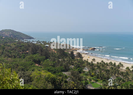 Anjuna, Goa/Indien - 04 03 2019, schöne Anjuna Beach im Norden von Goa, Indien. Beliebte strand ferien Destination in Goa. Stockfoto
