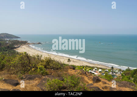 Anjuna, Goa/Indien - 04 03 2019, schöne Anjuna Beach im Norden von Goa, Indien. Beliebte strand ferien Destination in Goa. Stockfoto
