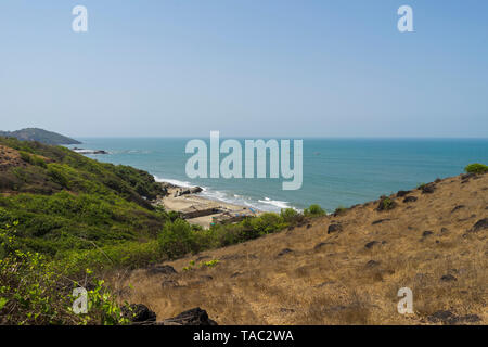 Anjuna, Goa/Indien - 04 03 2019, schöne Anjuna Beach im Norden von Goa, Indien. Beliebte strand ferien Destination in Goa. Stockfoto