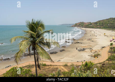 Anjuna, Goa/Indien - 04 03 2019, schöne Anjuna Beach im Norden von Goa, Indien. Beliebte strand ferien Destination in Goa. Stockfoto
