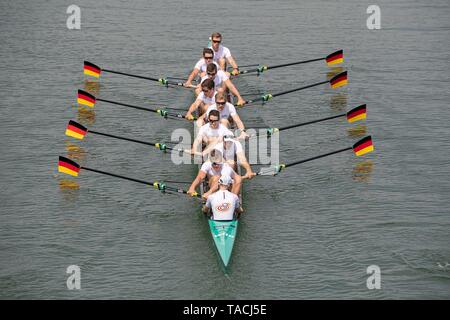 Von der Steuermann Martin Sauer, batsman Hannes OCIK, Richard Schmidt, Malte JAKSCHIK, Christopher Reinhardt, goalben JOHANNESEN, Jakob Schneider, Laurits FOLLERT, Johannes WEISSENFELD, Aktion. Rudern, Präsentation Germany-Achter, am 23.05.2019 in Dortmund/Deutschland. | Verwendung weltweit Stockfoto