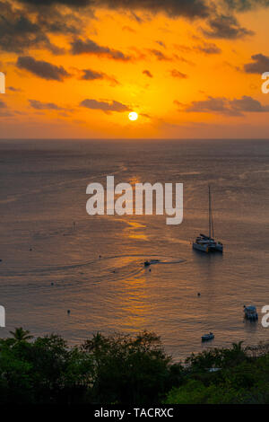 Mustique Island ist eine exklusive, Paradise, Urlaub und Karibik mit einem wunderschönen Fischerdorf und weiße Sandstrände. Private Insel. Stockfoto