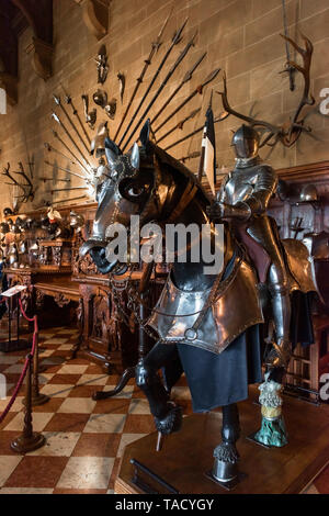 Große Halle, Warwick Castle, Warwick, Großbritannien Stockfoto