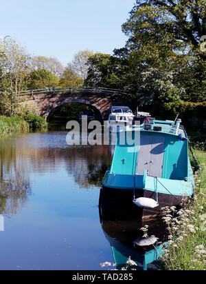 Ruhige Szene auf der Lancaster Canal in der nähe von Forton, Lancashire. Stockfoto