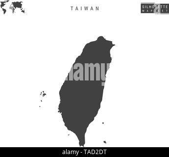 Taiwan Vektorkarte isoliert auf weißem Hintergrund. High-Detailed schwarze Silhouette Karte von Taiwan Stock Vektor