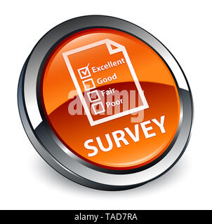 Umfrage (Fragebogen) auf das Symbol 3D-braun rund um abstrakte Abbildung isoliert Stockfoto