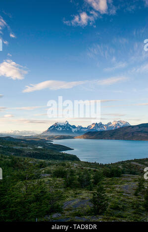 Chile, Patagonien, am späten Nachmittag Licht im Torres del Paine Nationalpark Stockfoto