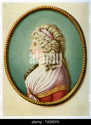 Charlotte von Stein (1742-1827). Hofdame der Herzogin Anna Amalia und enger Vertrauter von Herzogin Luise von Weimar - Eisenach, Freundin von Johann Wolfgang von Goethe, Johann Gottfried und Friedrich von Schiller. Nach einer Miniatur nach dem Silver Pen Miniatur von Dora bestand in einer Sammlung Album von 1922, (Sammeln von Fotoalben, 1933). Stockfoto
