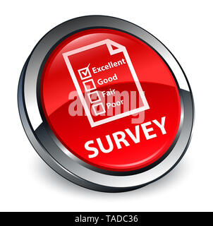 Umfrage (Fragebogen) auf das Symbol 3D-rot rund um abstrakte Abbildung isoliert Stockfoto