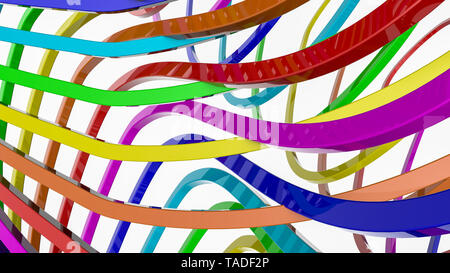 Hintergrund von mehrfarbigen Streifen. Abstrakte rainbow Abbildung. 3D-Rendering Stockfoto