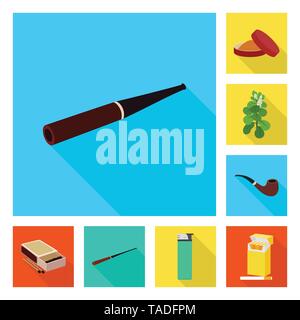 Vector Illustration von Rauch und Statistiken Logo. Satz von Rauch und Vektorbefehl stop Symbol für das Lager. Stock Vektor